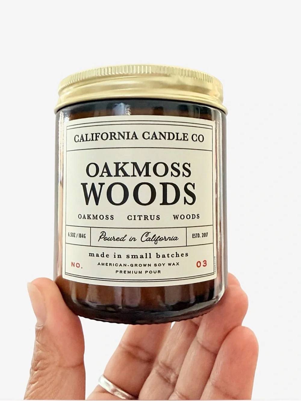 Leoben Company Oakmoss Woods Soy Candle California Candle Co - Amber Glass